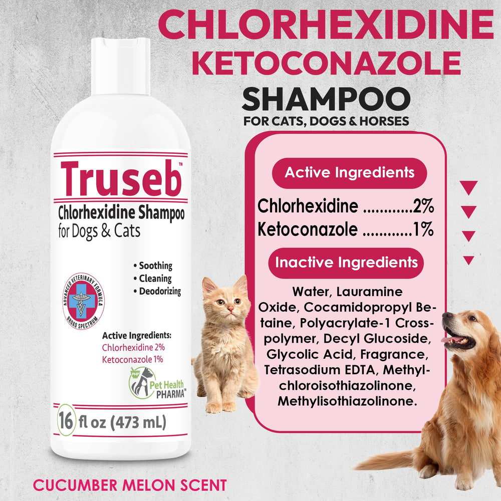 Pet Health Pharma Truseb shampoo lather close-up highlights skin-soothing formula