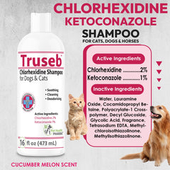 Pet Health Pharma Truseb shampoo lather close-up highlights skin-soothing formula