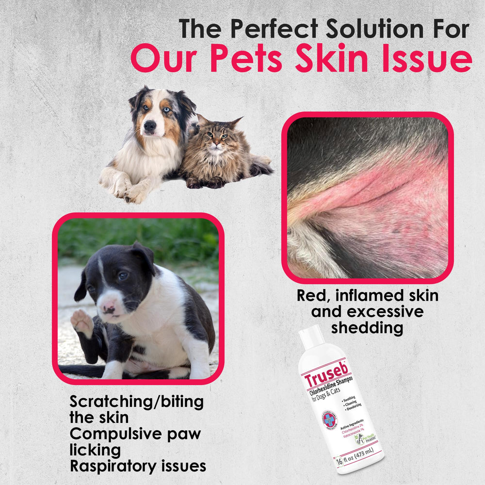 Pet Health Pharma Truseb bottle label signals skin-support benefits