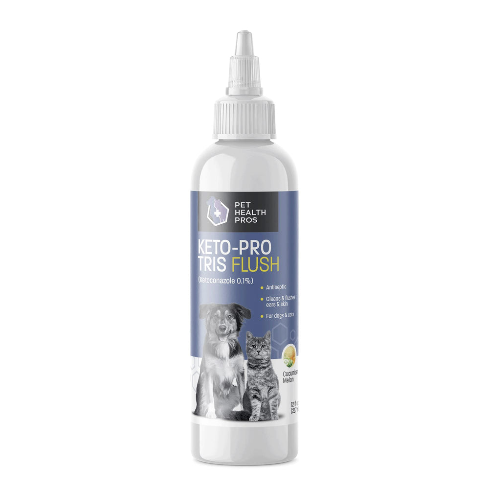 Pet Health Pros Keto-Pro Tris Flush bottle for easy at-home ear cleaning