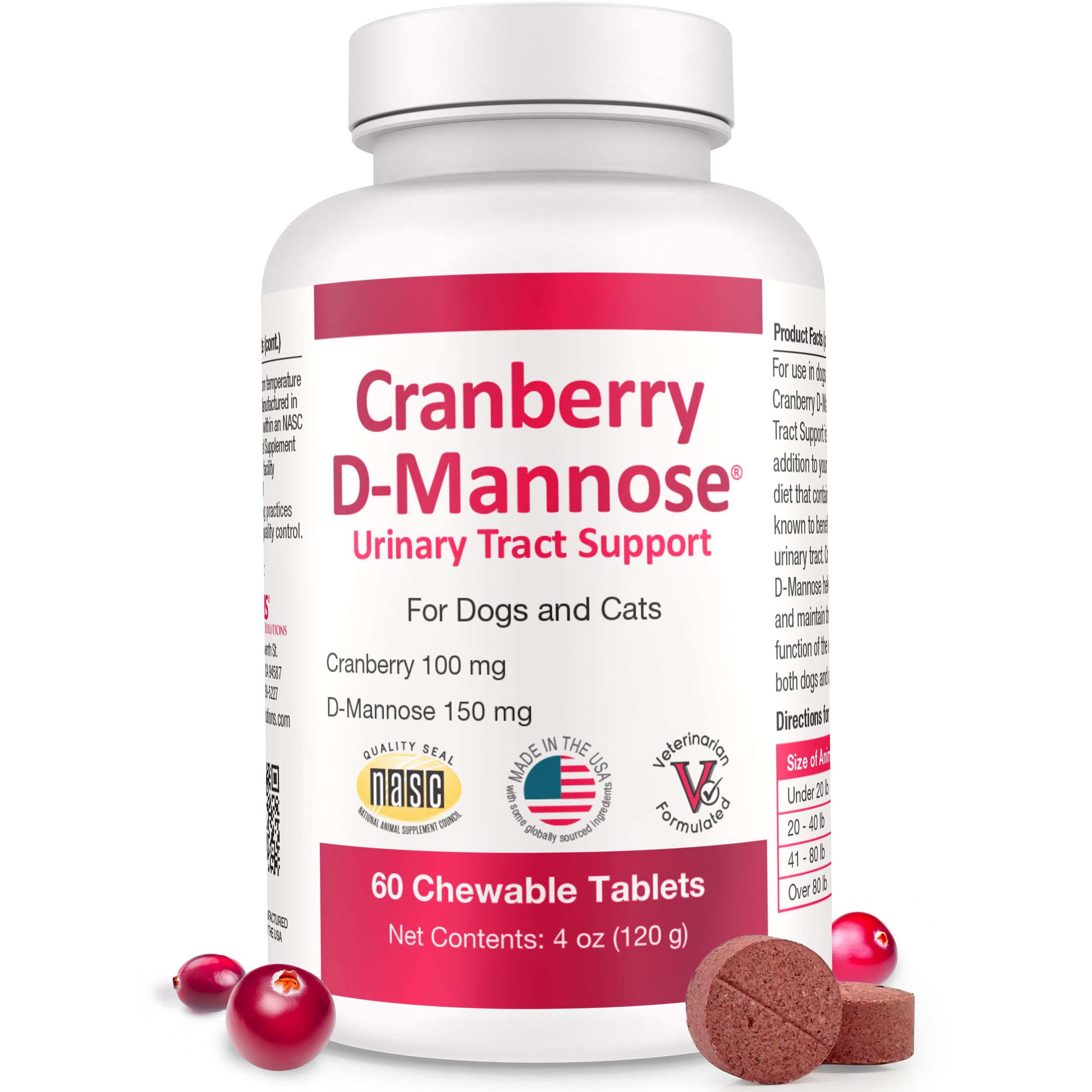 Pet Health Solutions cranberry-d-mannose-tablets pour provide daily urinary support.
