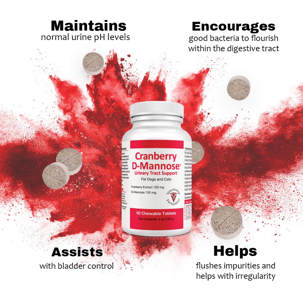 Pet Health Solutions ingredient-cranberry-d-mannose shows dual-action protection for bladder health.
