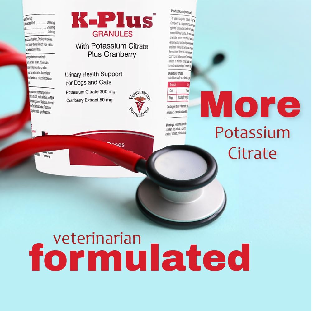 Pet Health Solutions K-Plus granules sprinkled onto dry kibble.