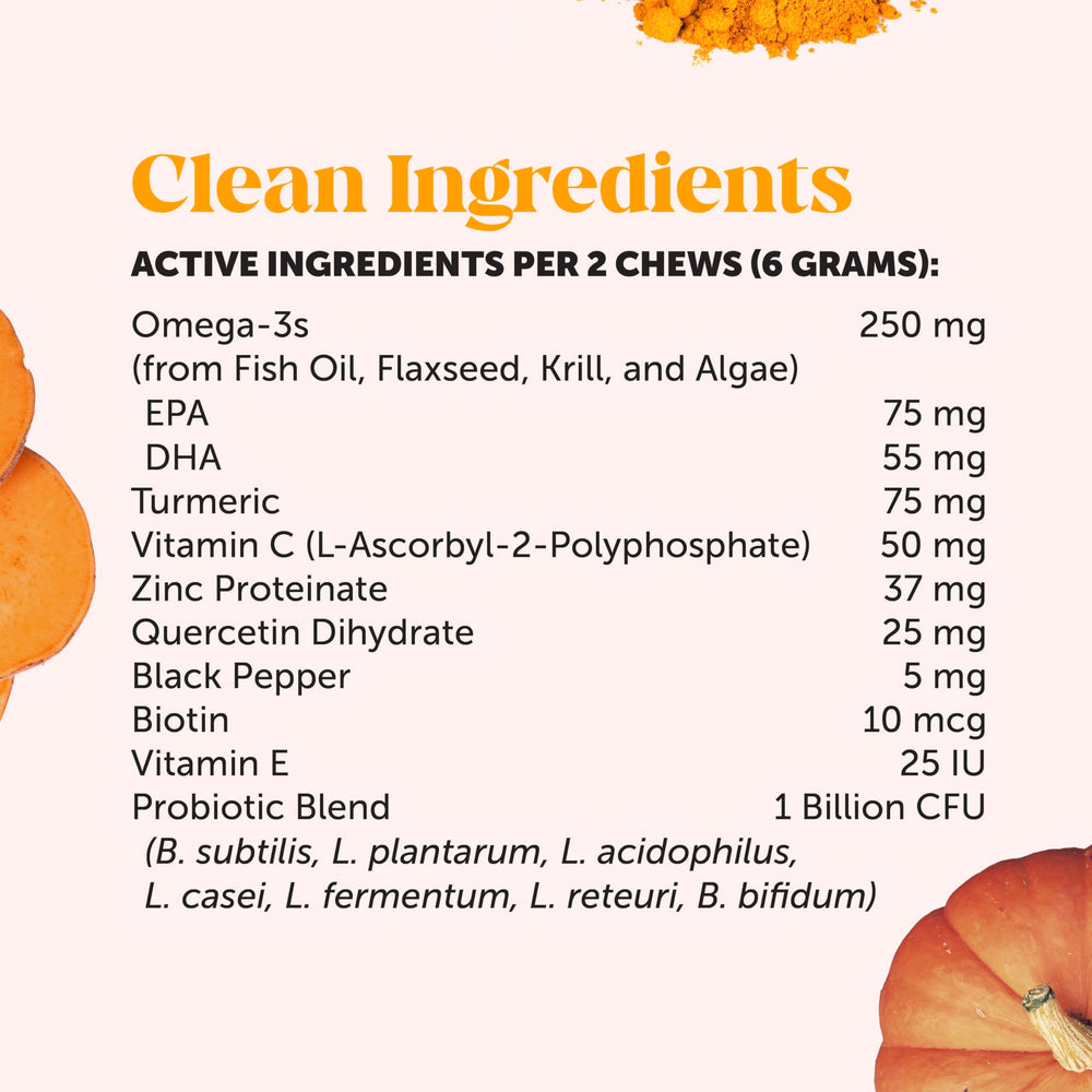 Pet Honesty Allergy Skin Health chews omega-3 and omega-6 rich with fish oil and krill.
