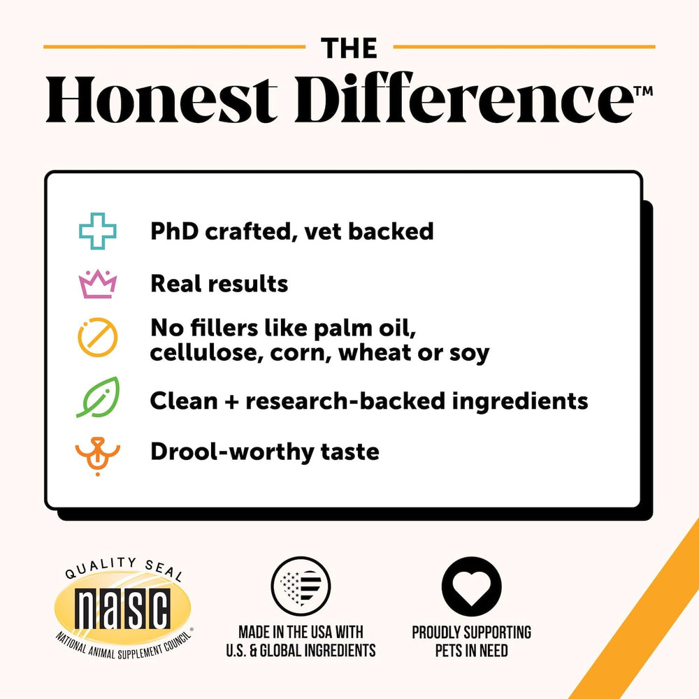 USA-made badge on Pet Honesty Allergy Support Fresh Dental Sticks packaging highlighting quality.