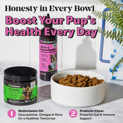 Pet Honesty bone broth protein boost highlights flavorful texture and protein addition.