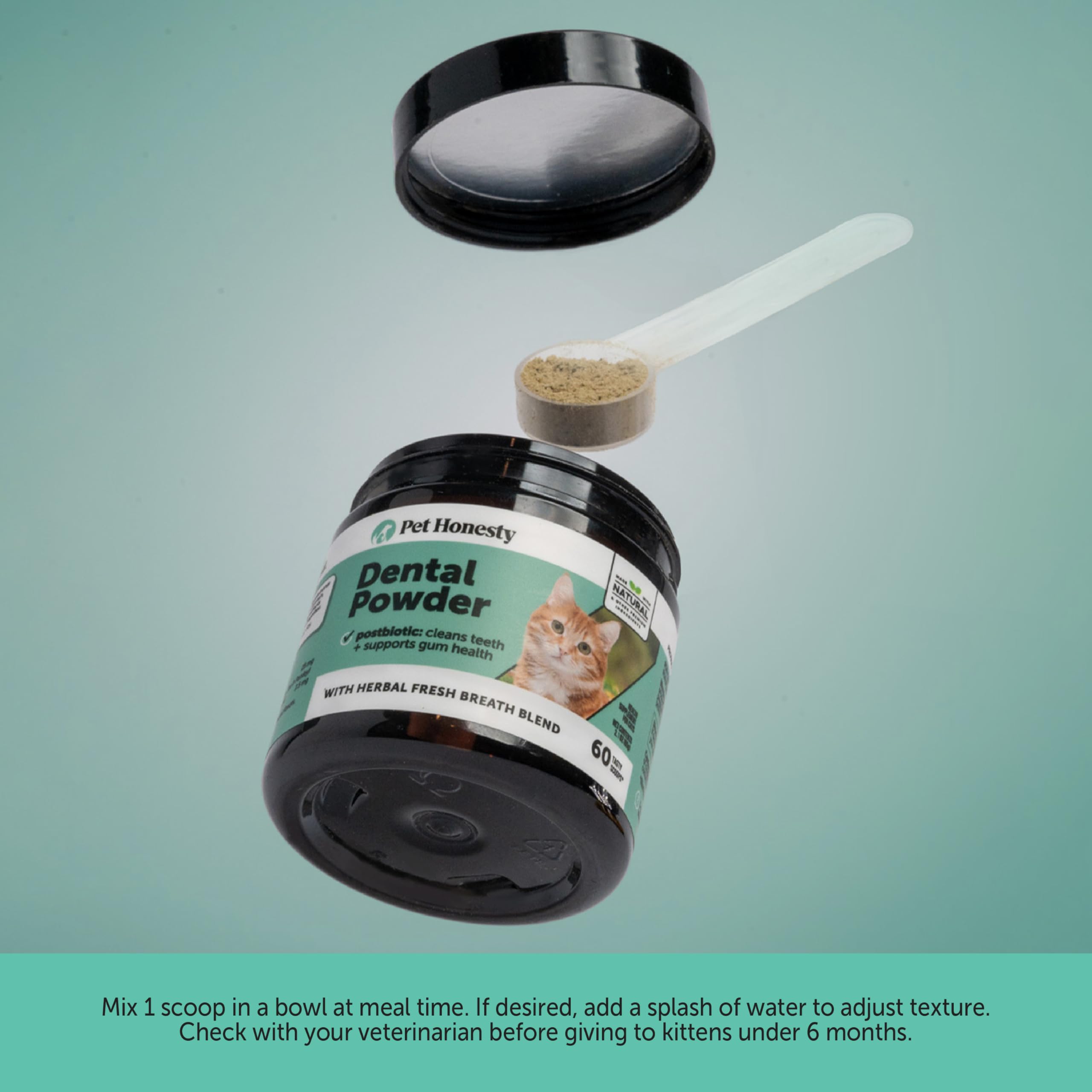 Pet Honesty cat breath freshener bottle highlighting fresh aroma and packaging