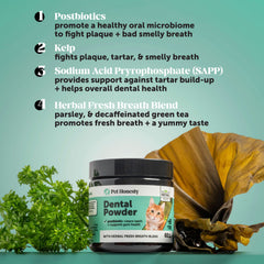 Pet Honesty dental powder ingredients blend supports balanced oral bacteria
