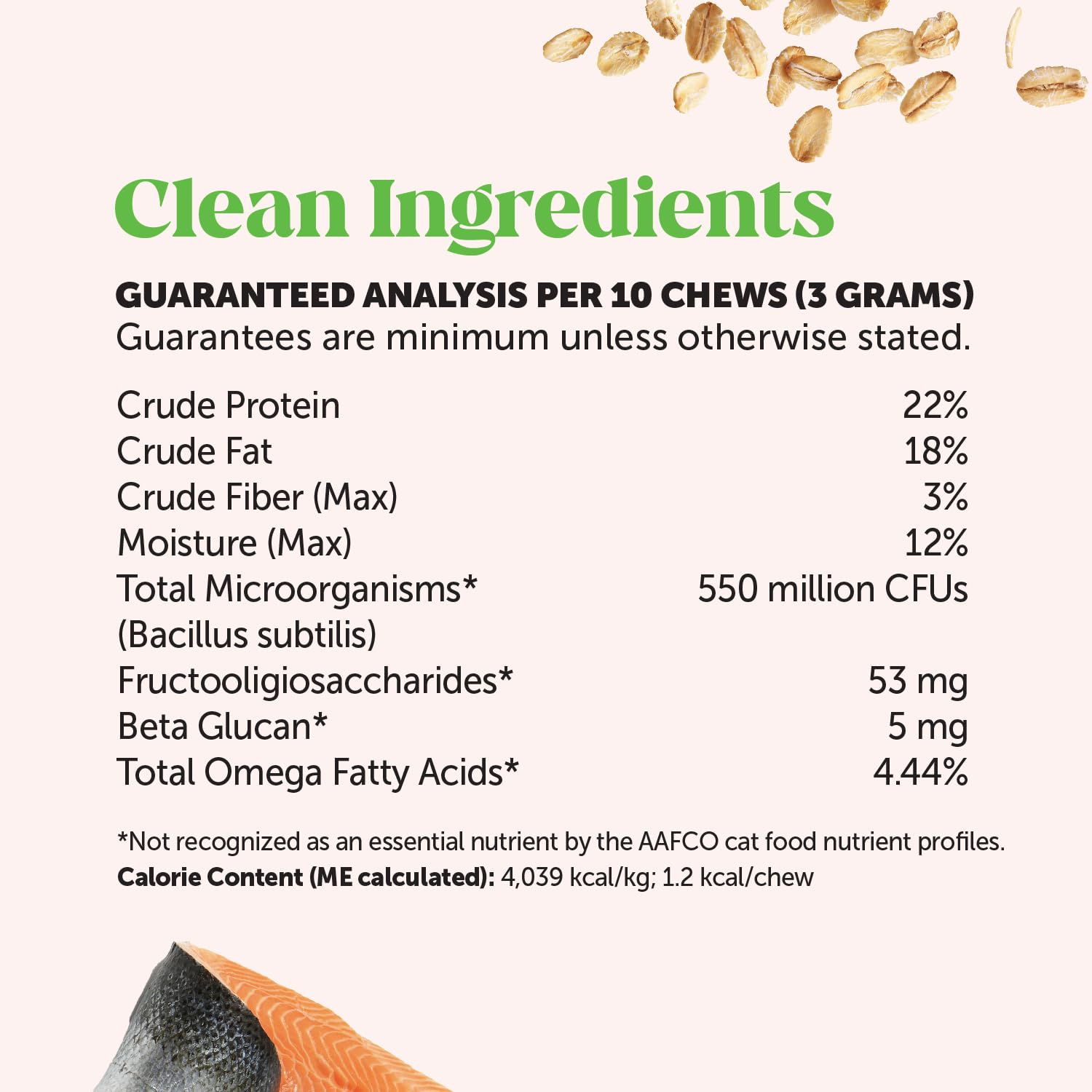 Pet Honesty Cat Probiotics Chews natural ingredients claim on packaging