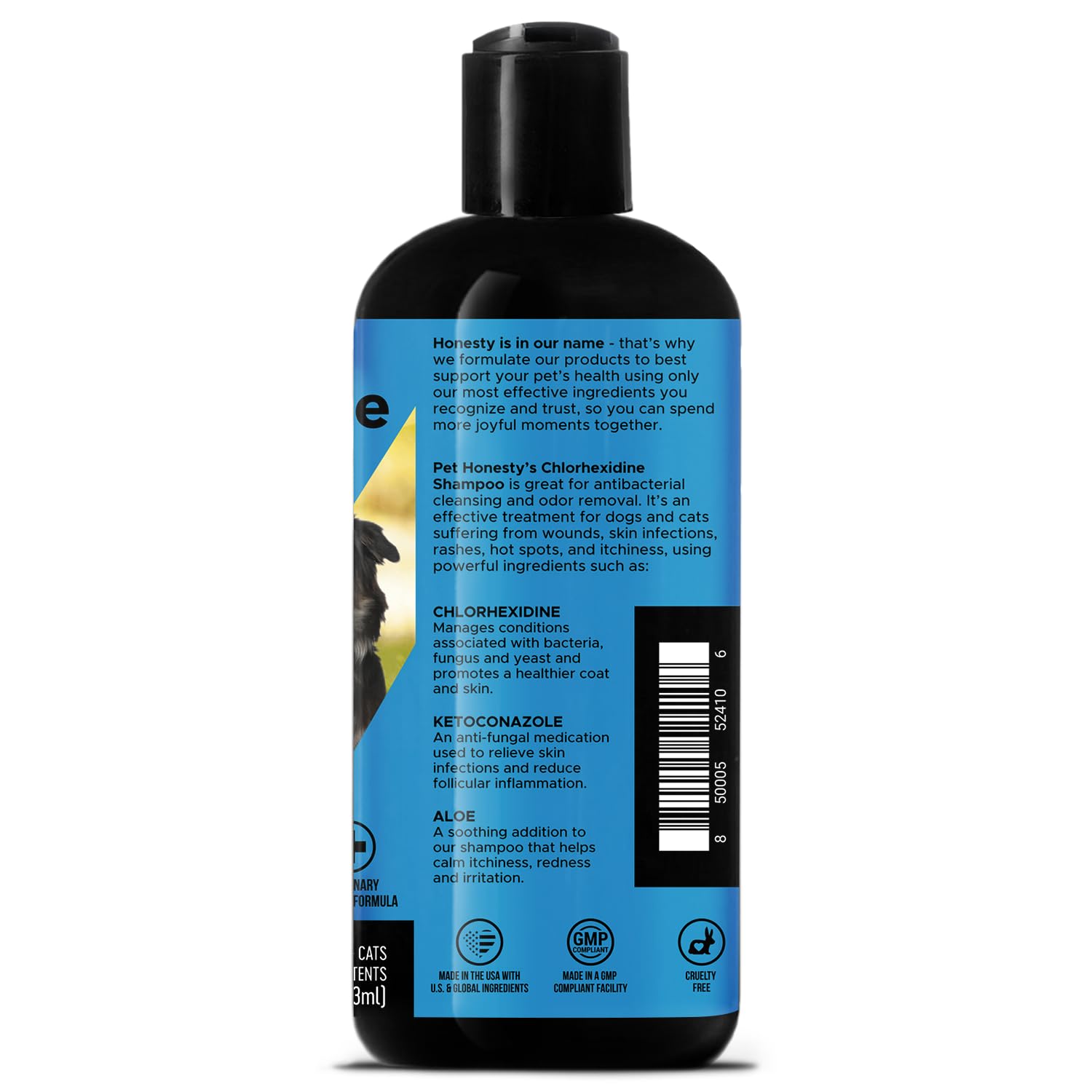 Pet Honesty chlorhexidine ketoconazole-combination battles yeast-related itch and odors.