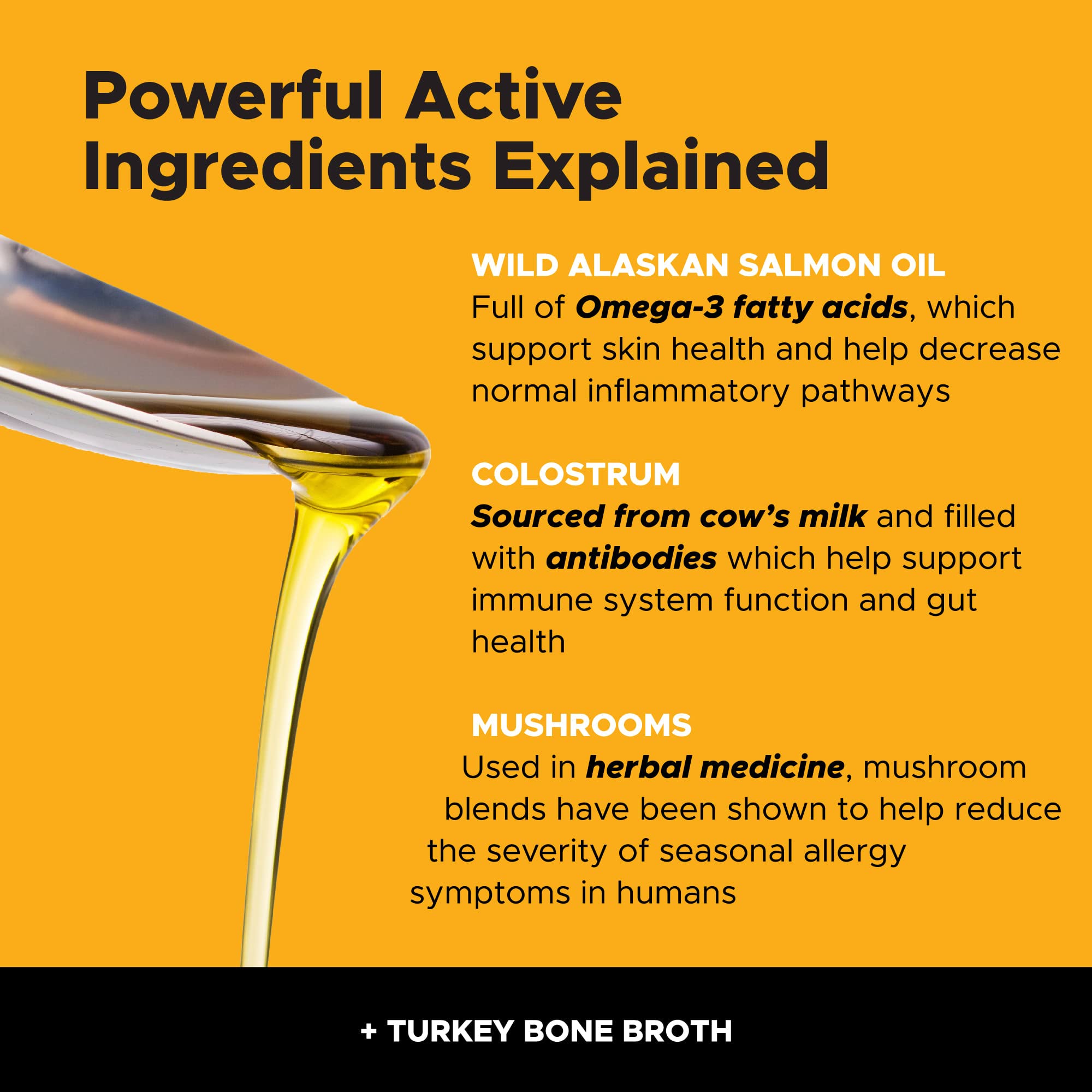 Pet Honesty bottle pour showing easy-dose administration for daily omega-3 support.