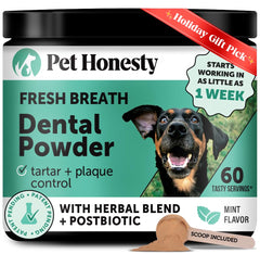 Pet Honesty dog breath freshener powder bottle for large dogs improves oral freshness