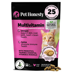 Pet Honesty gátos multivitamin crujiente-cremosa envase: sabor y apoyo nutricional