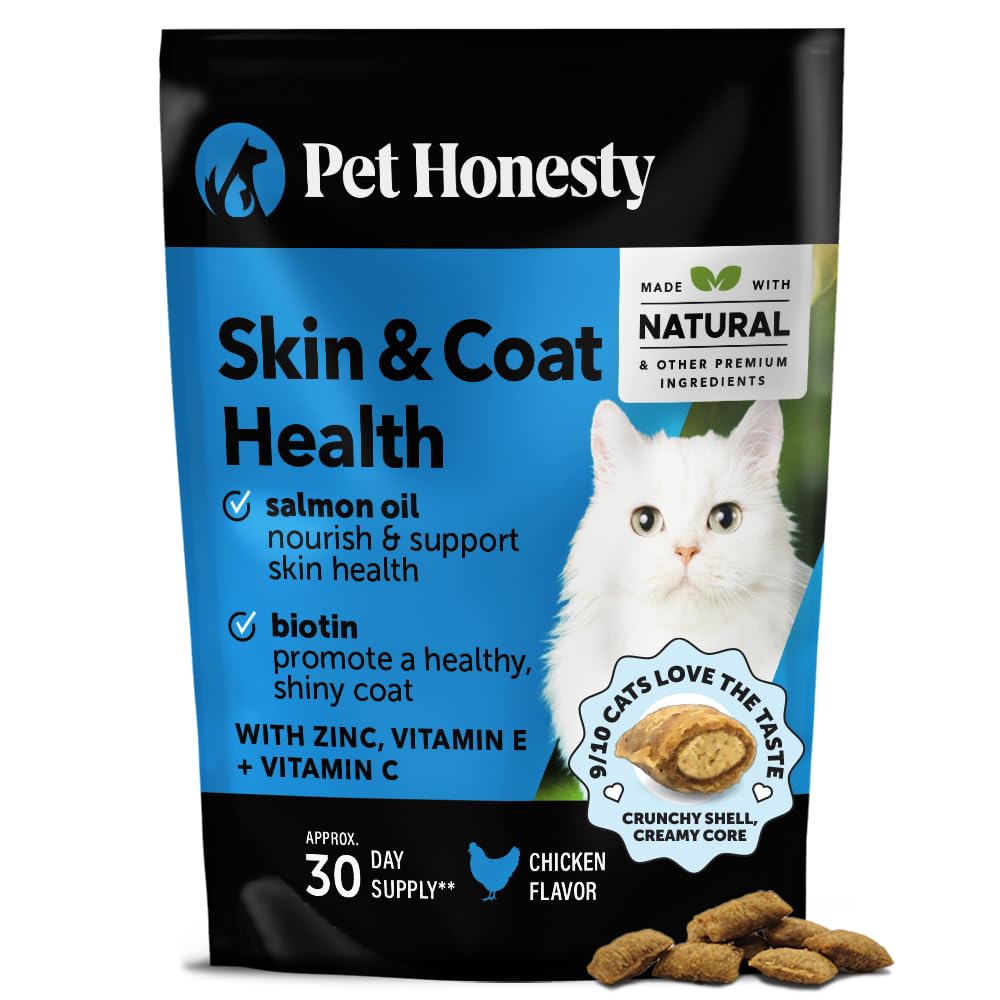 Pet Honesty golosinas piel y pelaje para gatos, textura crujiente-cremosa para piel saludable