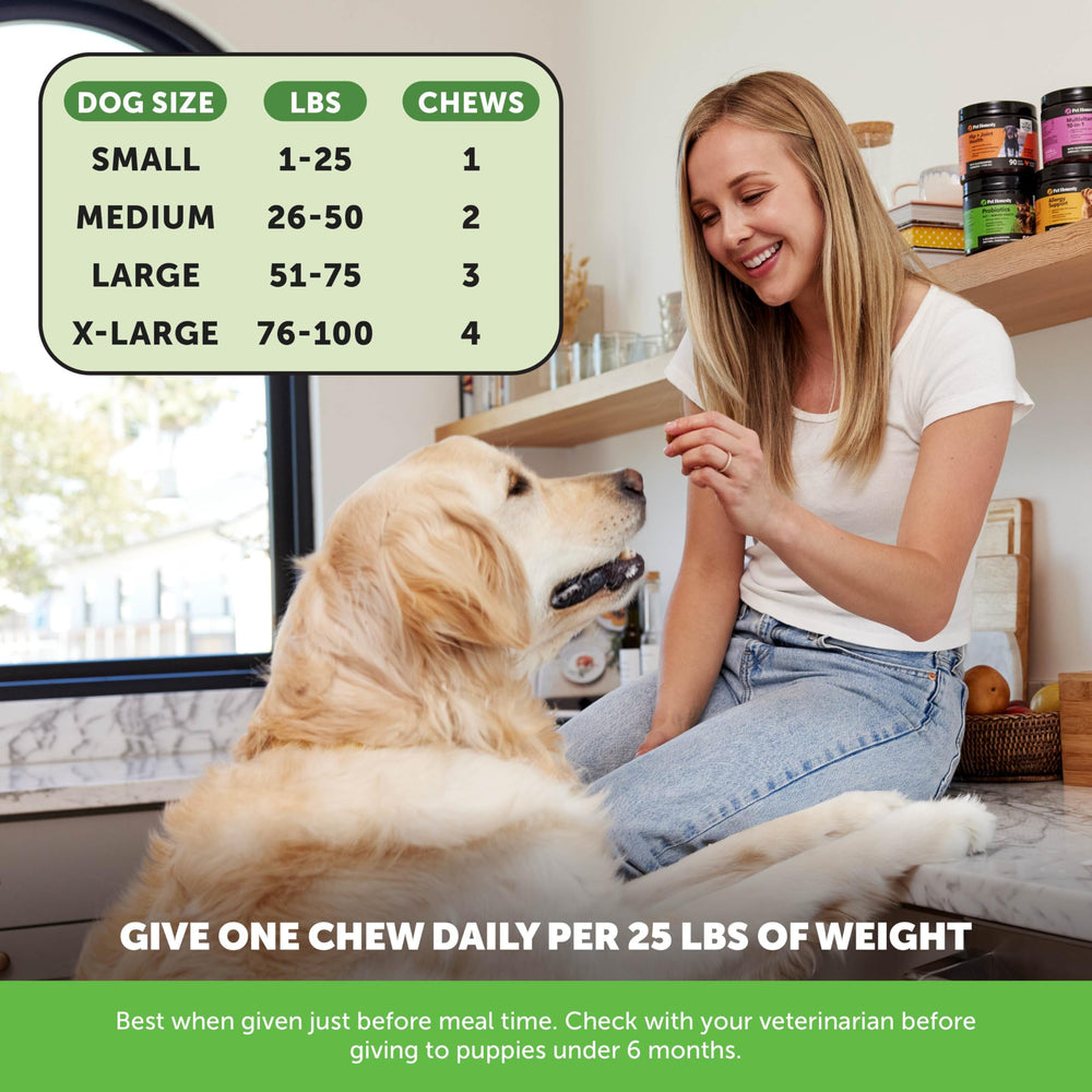 Pet Honesty Grass Green Max Strength chews on green lawn background demonstrates lawn patch reduction.