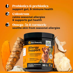 Pet Honesty immune-support dog supplement with omega-3s and probiotics.