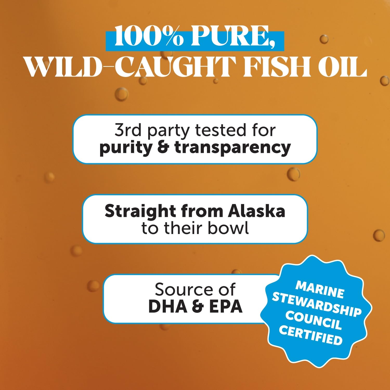 Pet Honesty Omega-3 dropper allows easy drops for joint and coat support.