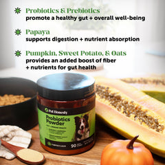 Pet Honesty packaging label highlights all-natural ingredients and 90-scoop container.