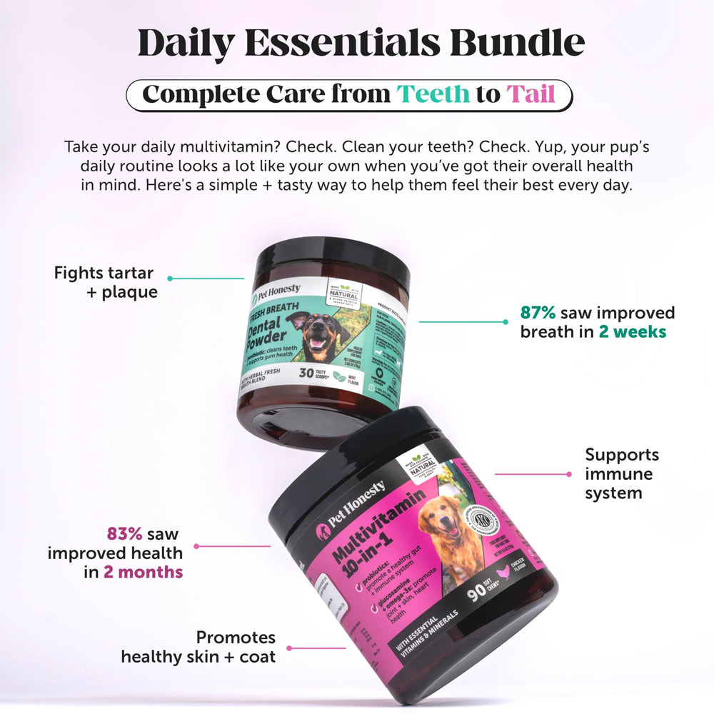 Pet Honesty probiotic bottle showing 1 Billion CFU for gut balance