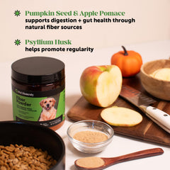 Pet Honesty pumpkin seeds visual highlighting natural fiber ingredients for digestion