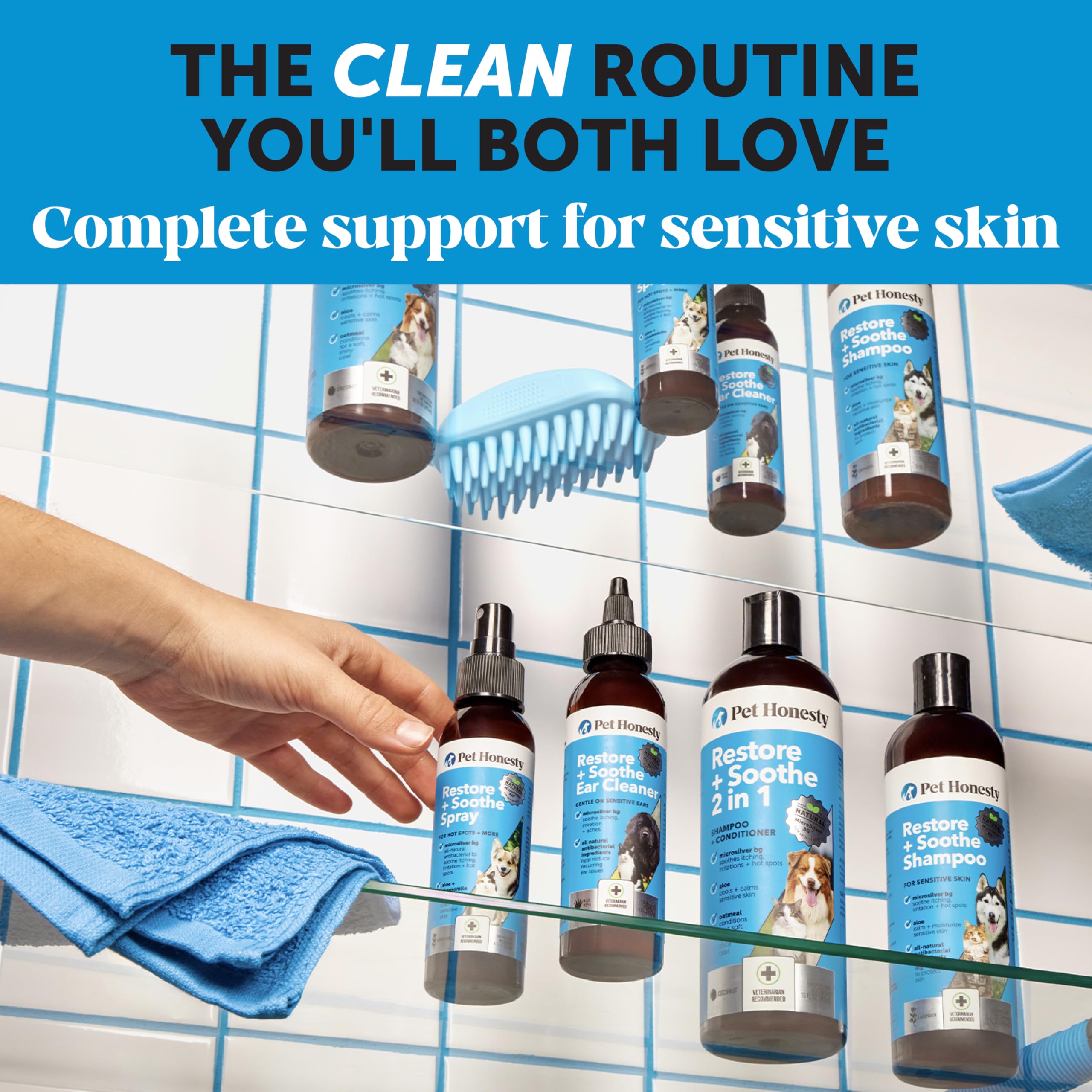 Aroma a lavanda durante el baño con Pet Honesty Restore + Soothe Shampoo