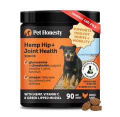 Pet Honesty Senior Hemp Mobility chews bottle supports senior dogs' joint comfort