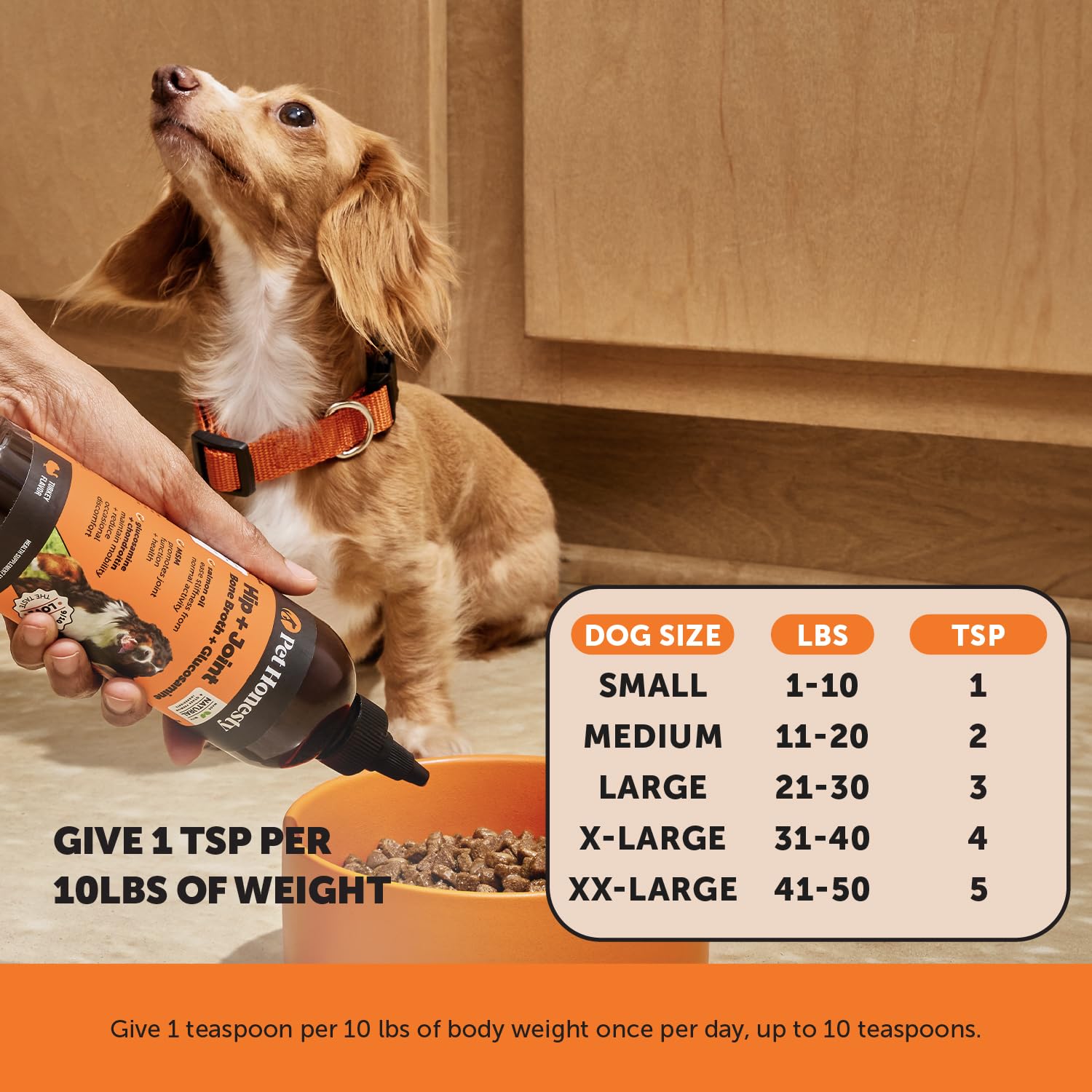 Pet Honesty twist-cap doser demonstrates mess-free, precise serving.