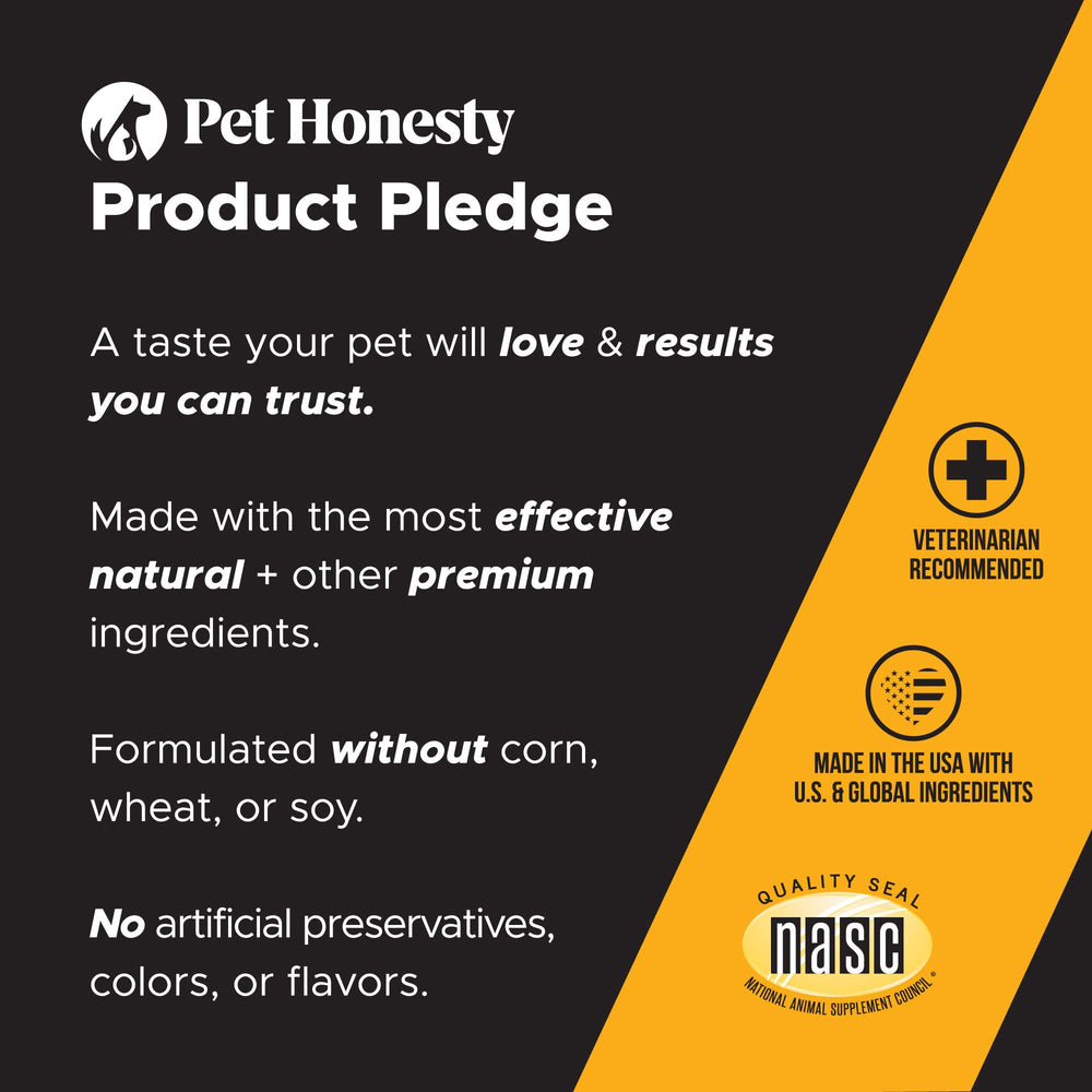 Pet Honesty unopened bottle on counter ready-to-use omega-3 supplement.