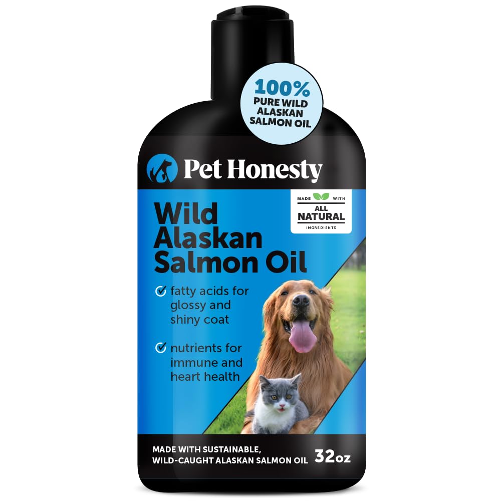 Pet Honesty Wild Alaskan Salmon Oil bottle for daily omega-3 support and taste.