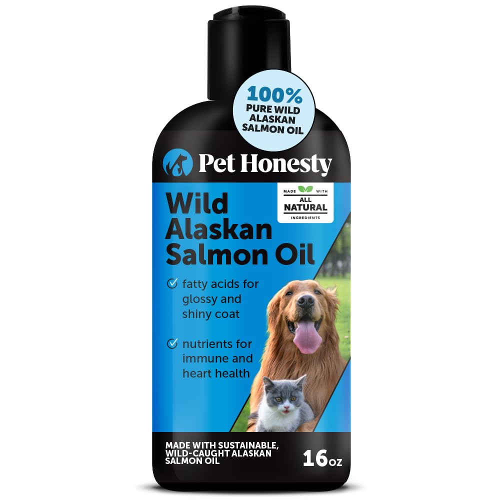 Pet Honesty Wild Alaskan Salmon Oil bottle showing pure omega-3 support