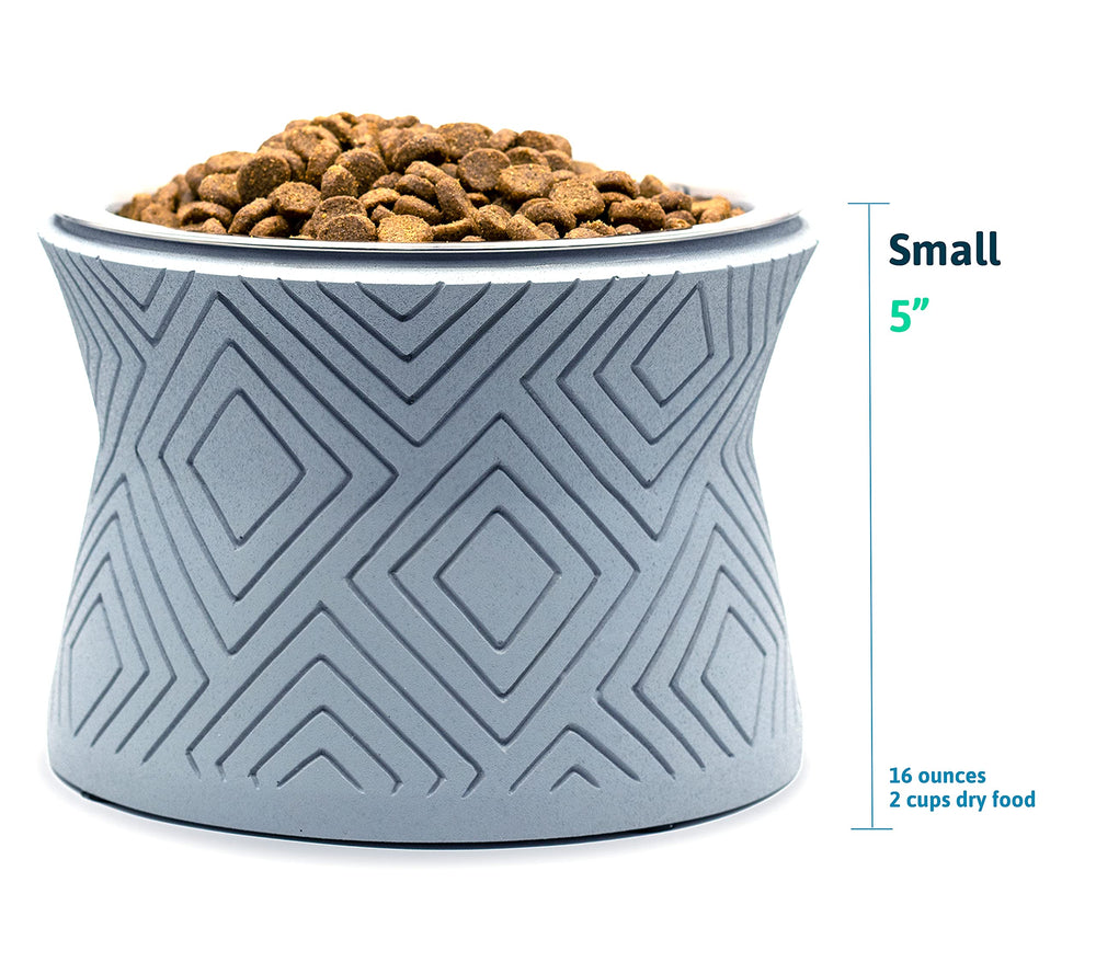 Pet Junkie Santa Fe stand bowl inside close-up showing stainless steel bowl