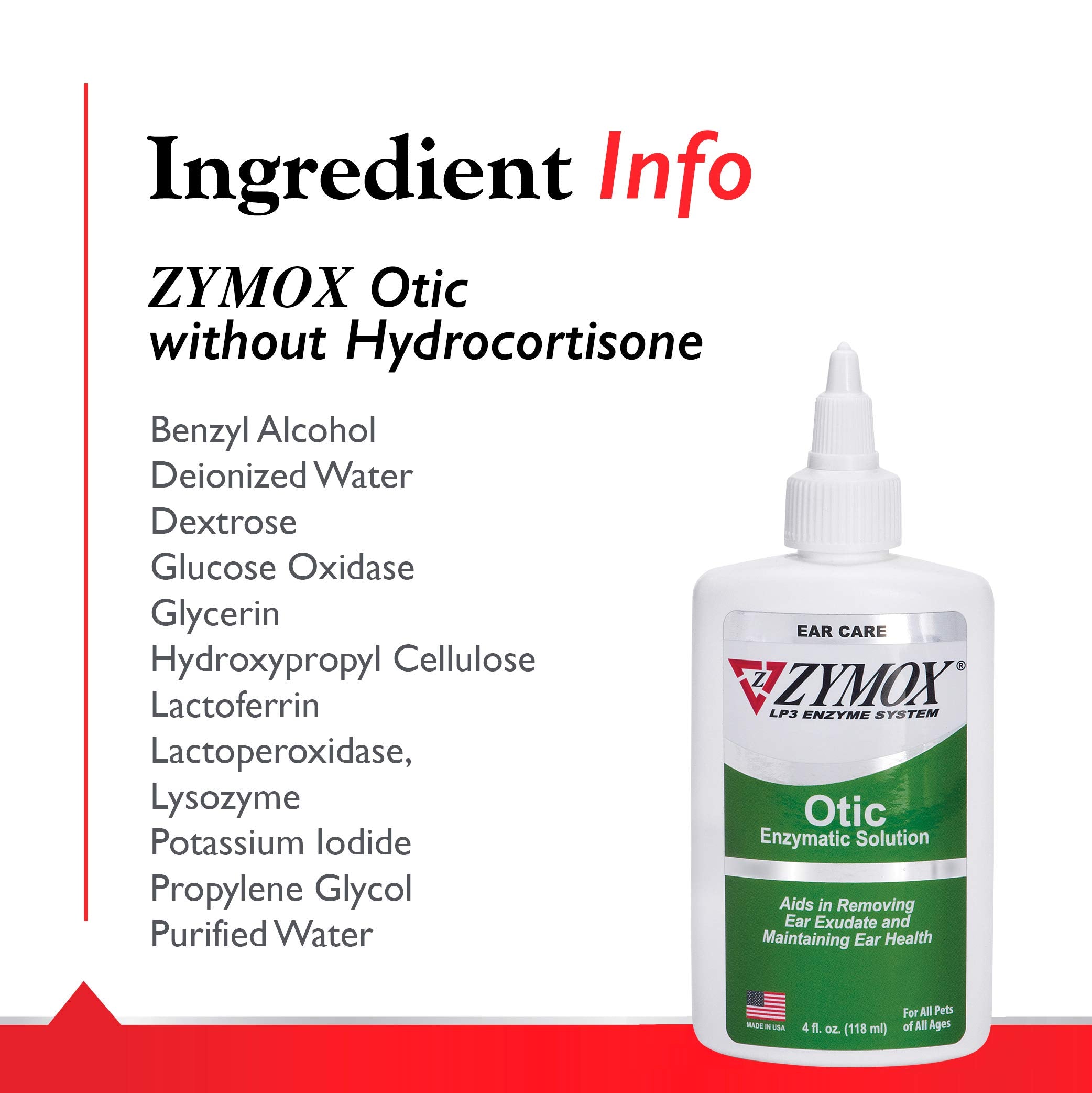 Pet King Brands Zymox Otic hydrocortisone-free formula shown in packaging image.