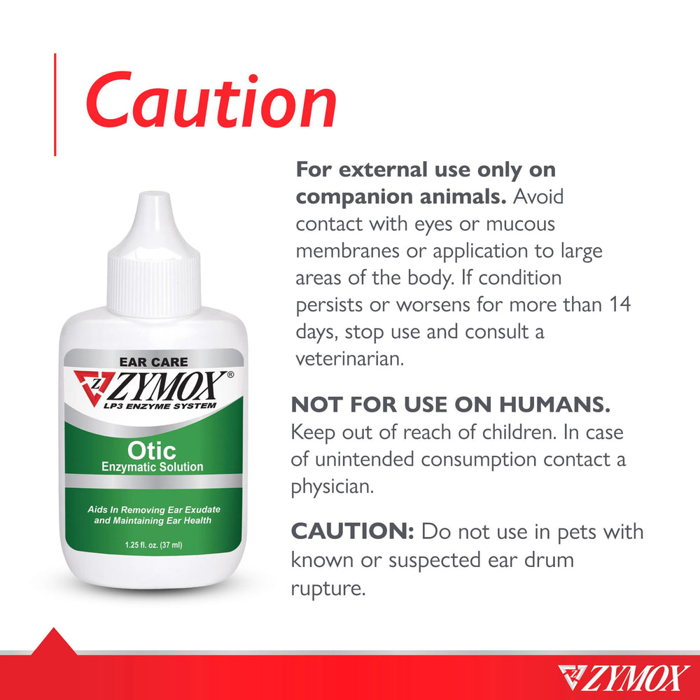 Pet King Brands Zymox Otic solution entering the ear canal.