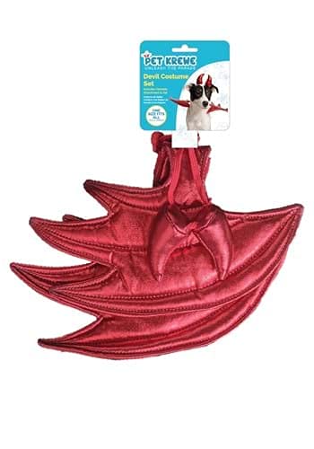 Pet Krewe Devil Costume attaches securely to harness.
