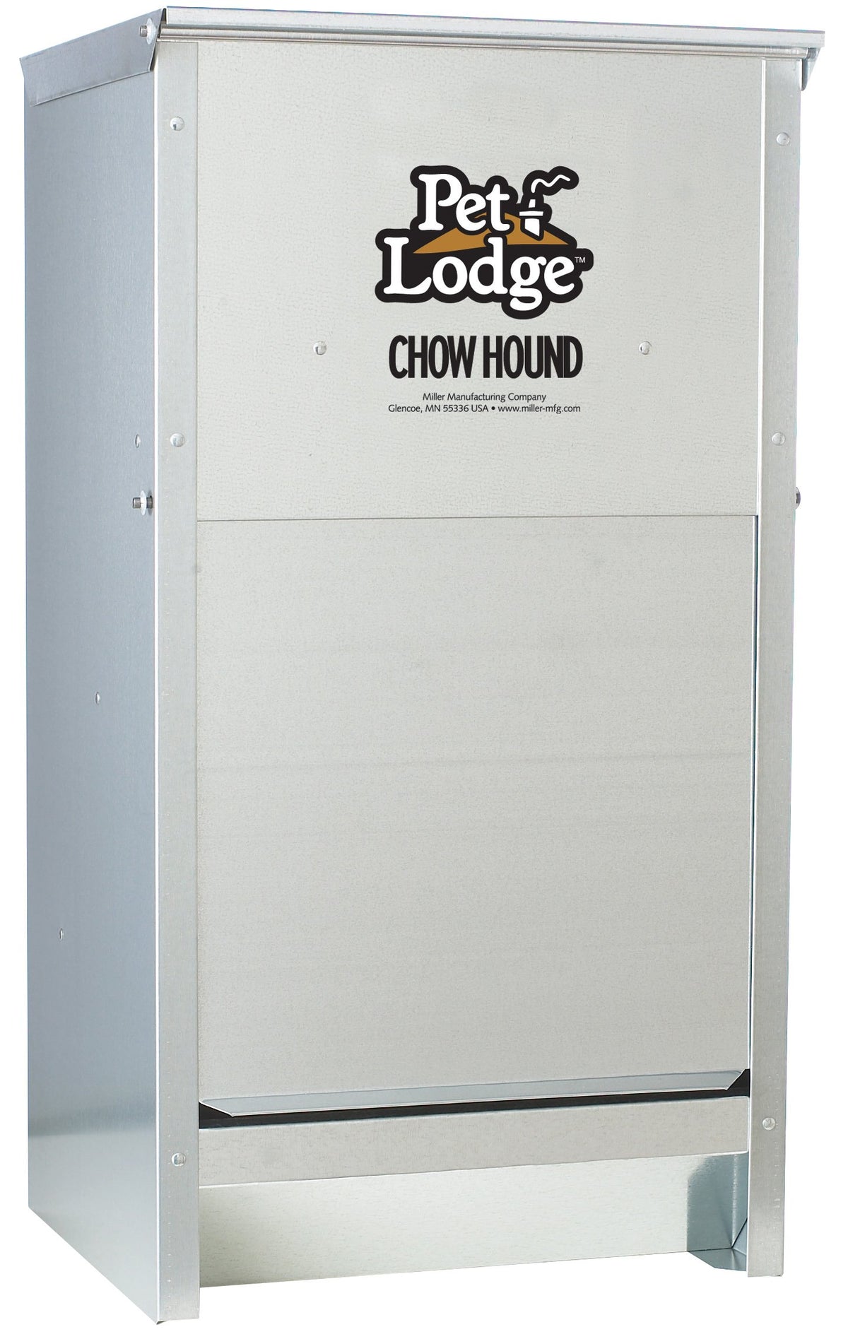 Pet Lodge Automatic Dog Feeder steel body for outdoor use, built to withstand weather.