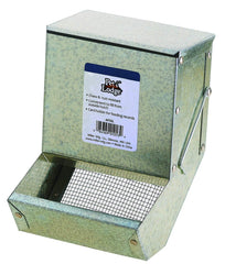 Pet Lodge steel small animal feeder with lid and sifter provides tidy, long-lasting feeding.