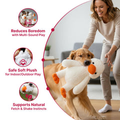 Pet Lou Colossal Durable Squeak Toy in action during fetch and play.