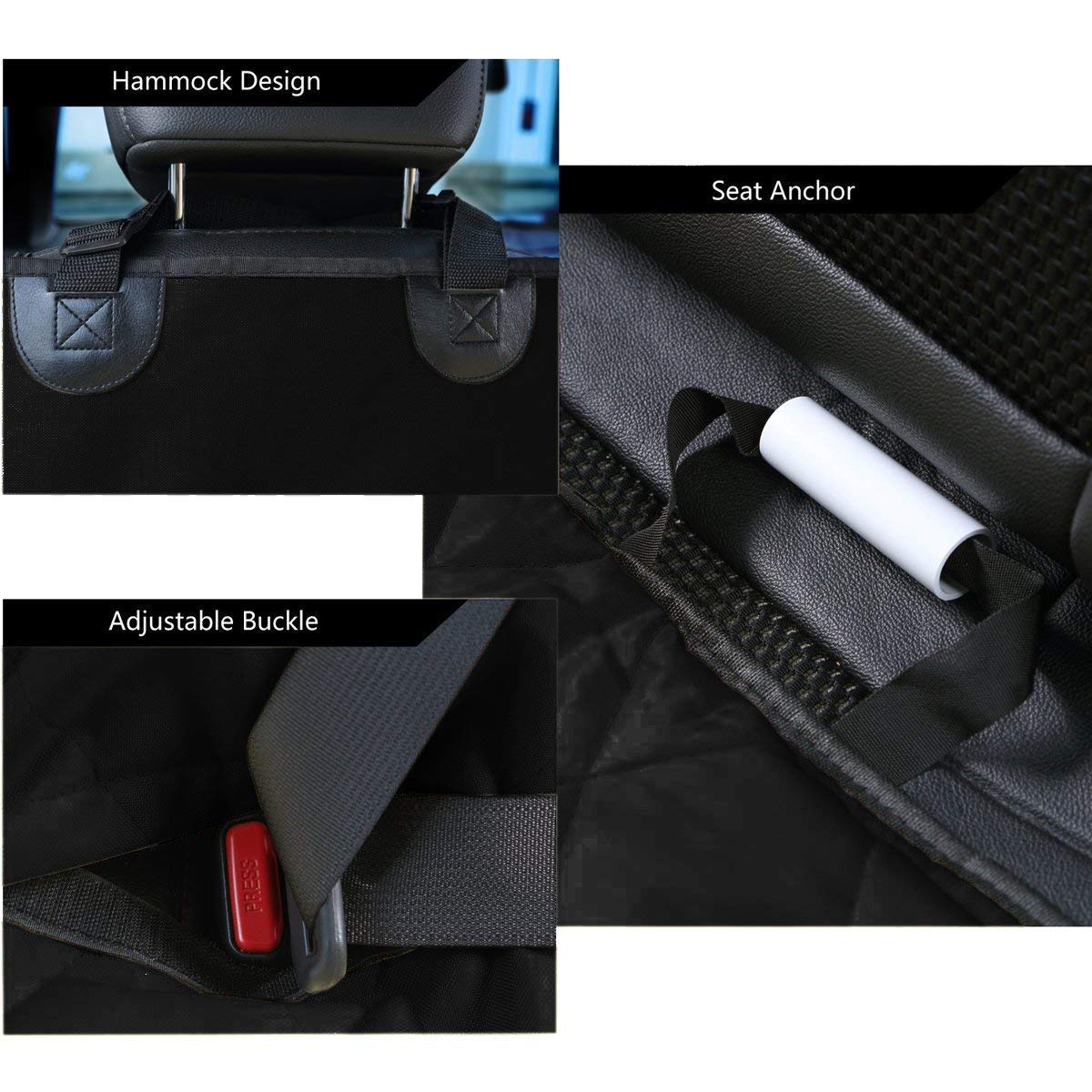 Pet Magasin bench car seat cover offers universal fit with headrest anchors for secure placement.