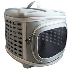 Pet Magasin hard-cover collapsible cat carrier with top-load design for stress-free vet trips.