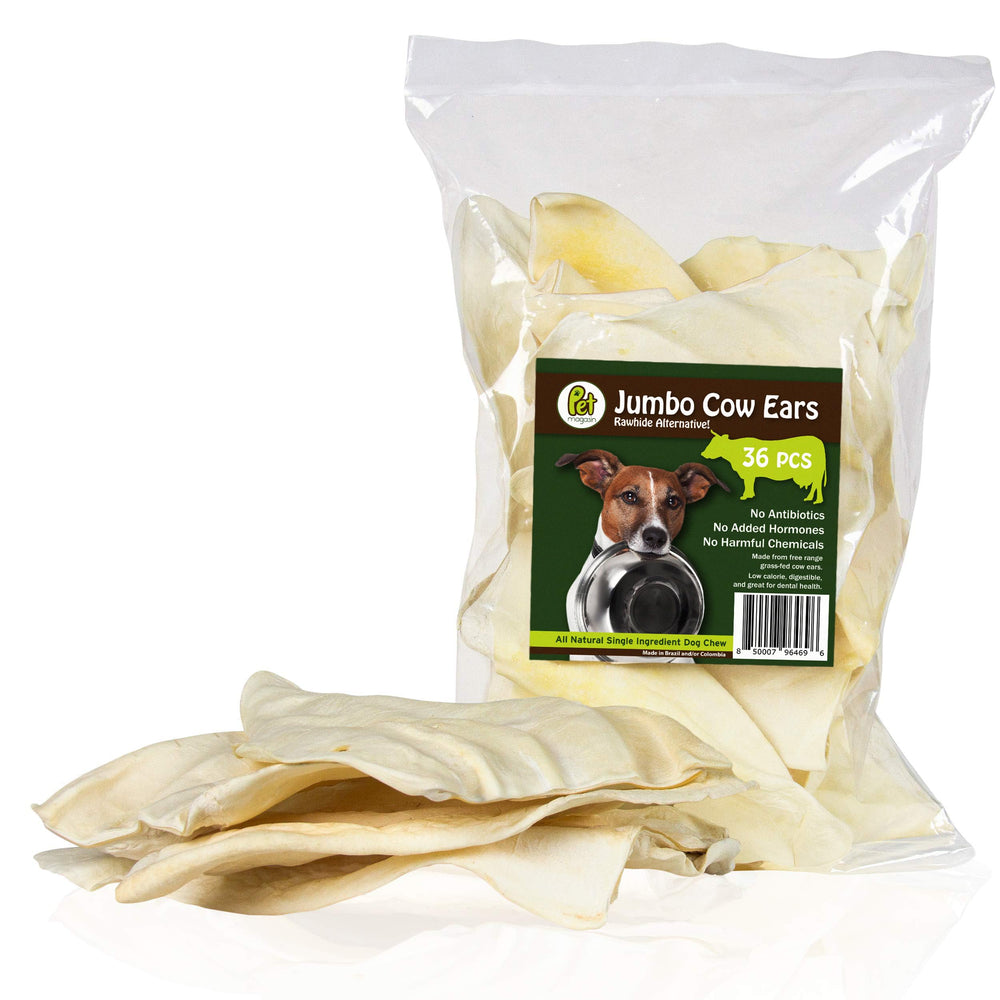 PET MAGASIN Premium Natural Jumbo Cow Ears for dogs, long-lasting chew.