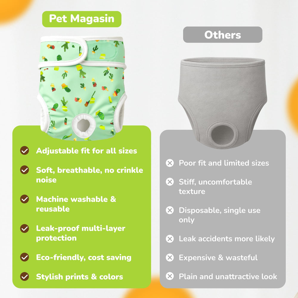 Pet Magasin washable diaper in action, tumble-dry friendly.