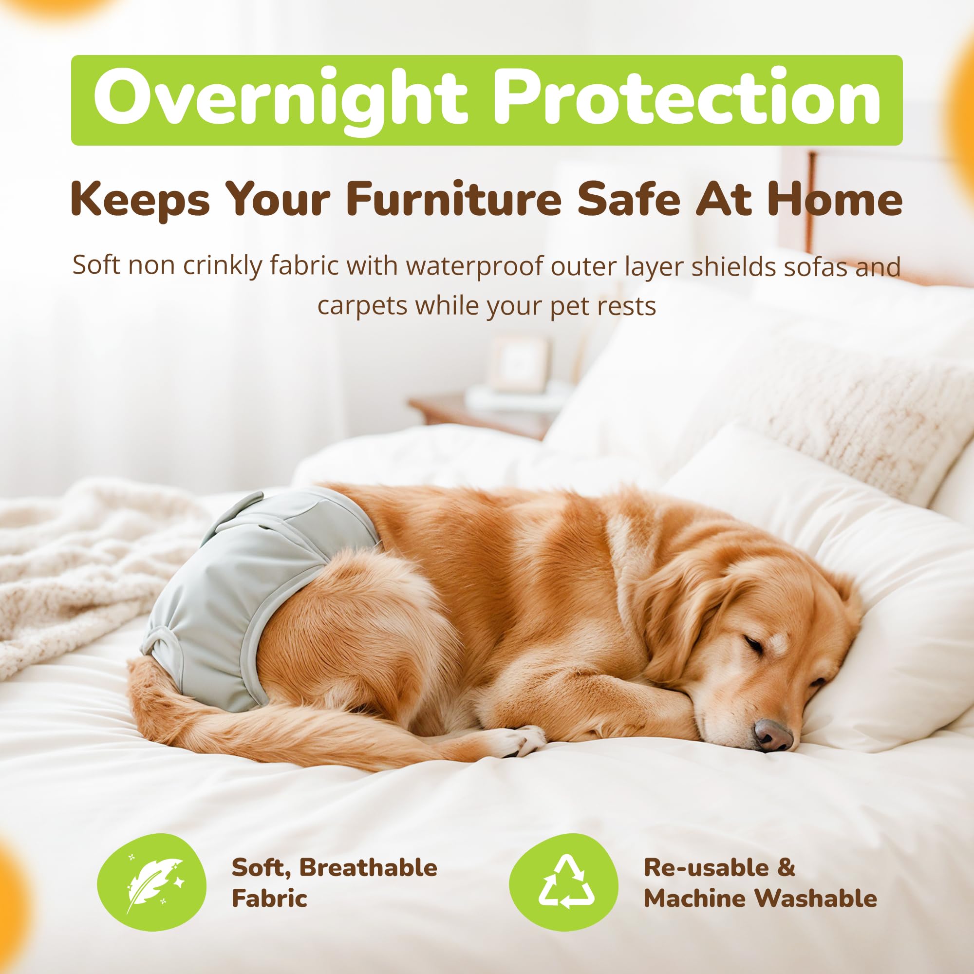 Pet Magasin waterproof outer layer highlights leak protection during use.