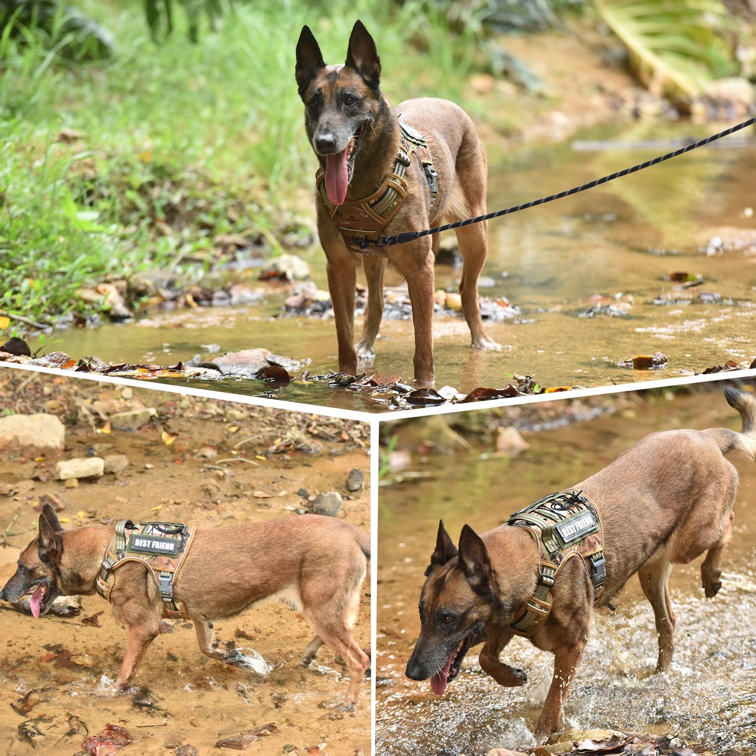 PET MARVEL Tactical Dog Harness camouflage adjustable points ensure customizable fit.