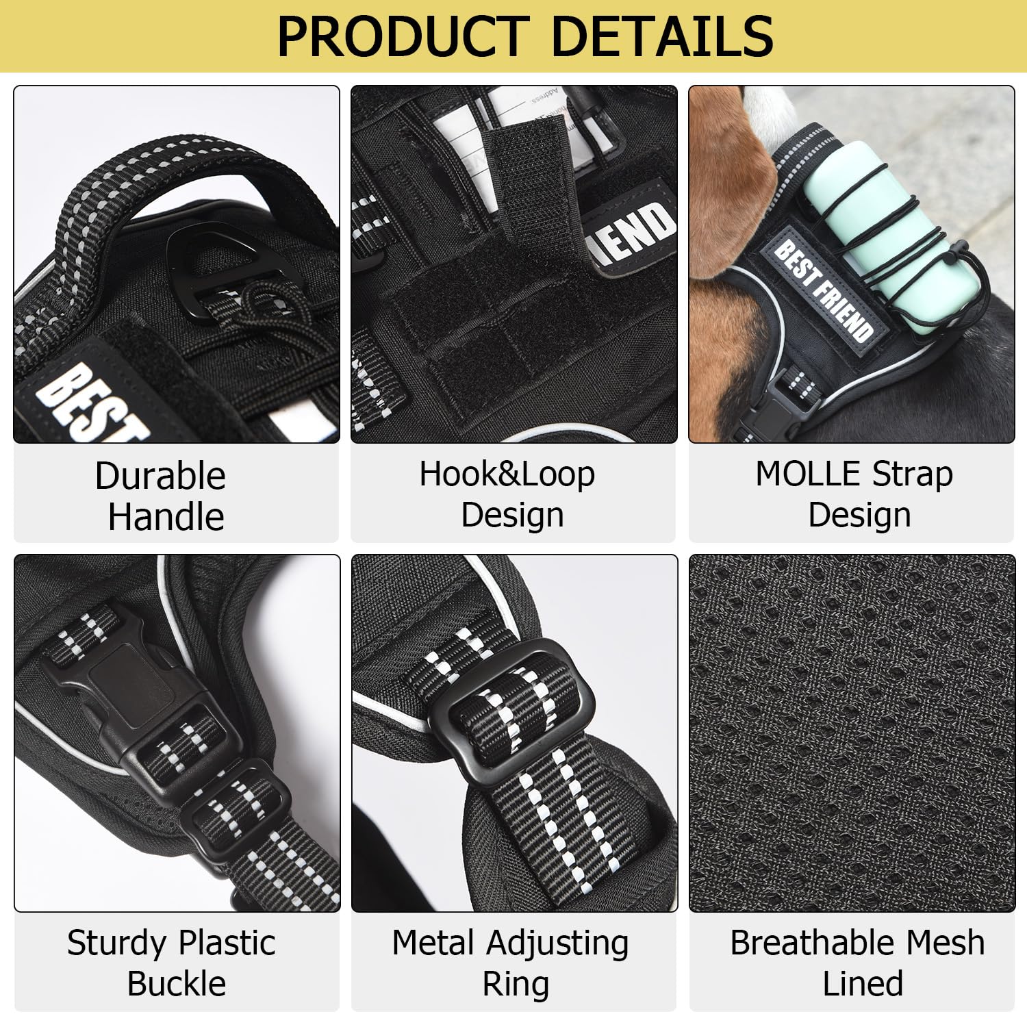 PET MARVEL Tactical harness chest adjustment ensures proper tension and control.