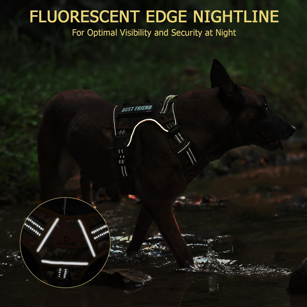 PET MARVEL Tactical Dog Harness camouflage handle feature provides controlled assistance during training.