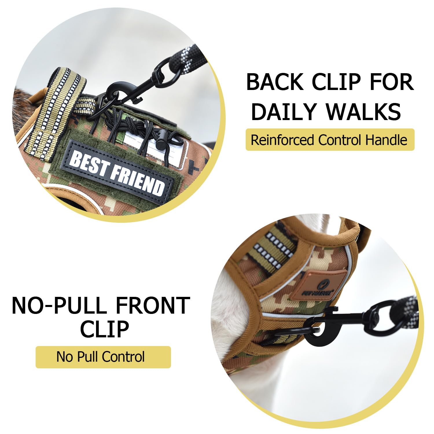 PET MARVEL Tactical Harness reflective strip enhances visibility during evening walks