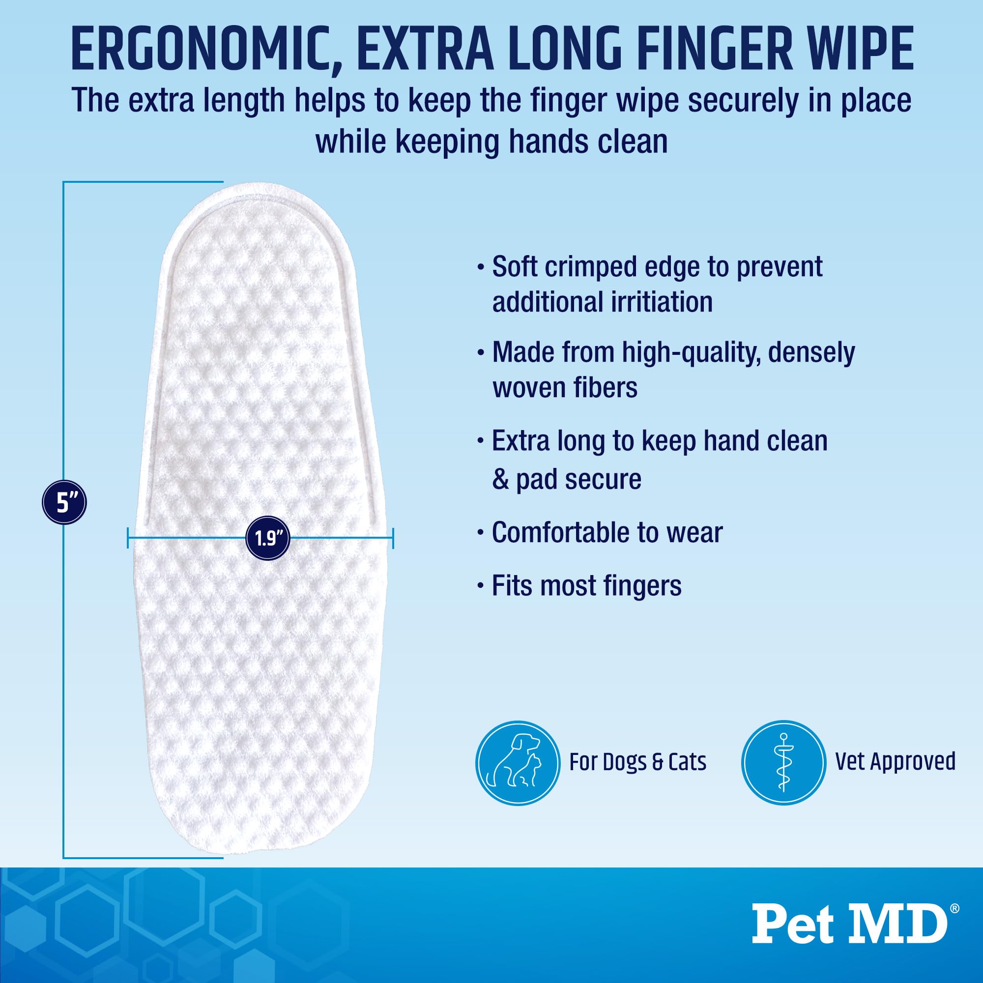 Pet MD daily ear care wipes maintain clean ears.