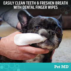 Pet MD dog dental finger wipes textured surface for brushing-like cleaning
