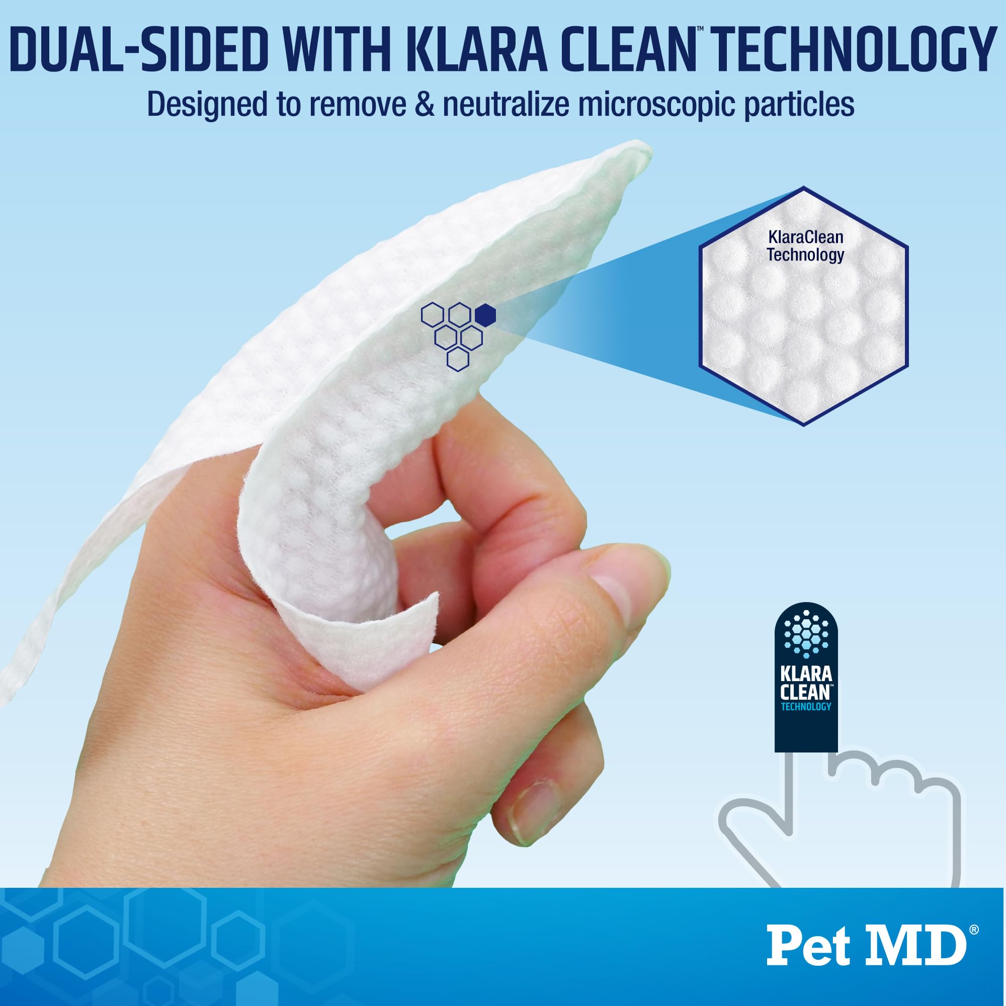 Pet MD fingertip-use design enables precise ear cleaning at home.