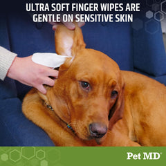 Pet MD eucalyptus oil dog ear wipe for odor and dirt removal